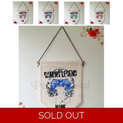 Personalised Linen Pennant Flag - Gaming Legend - PS4 - Name - Design 1